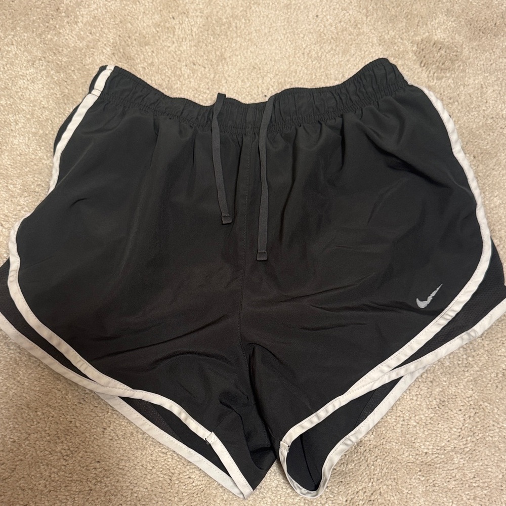 Nike Women's Black and White Athletic Shorts